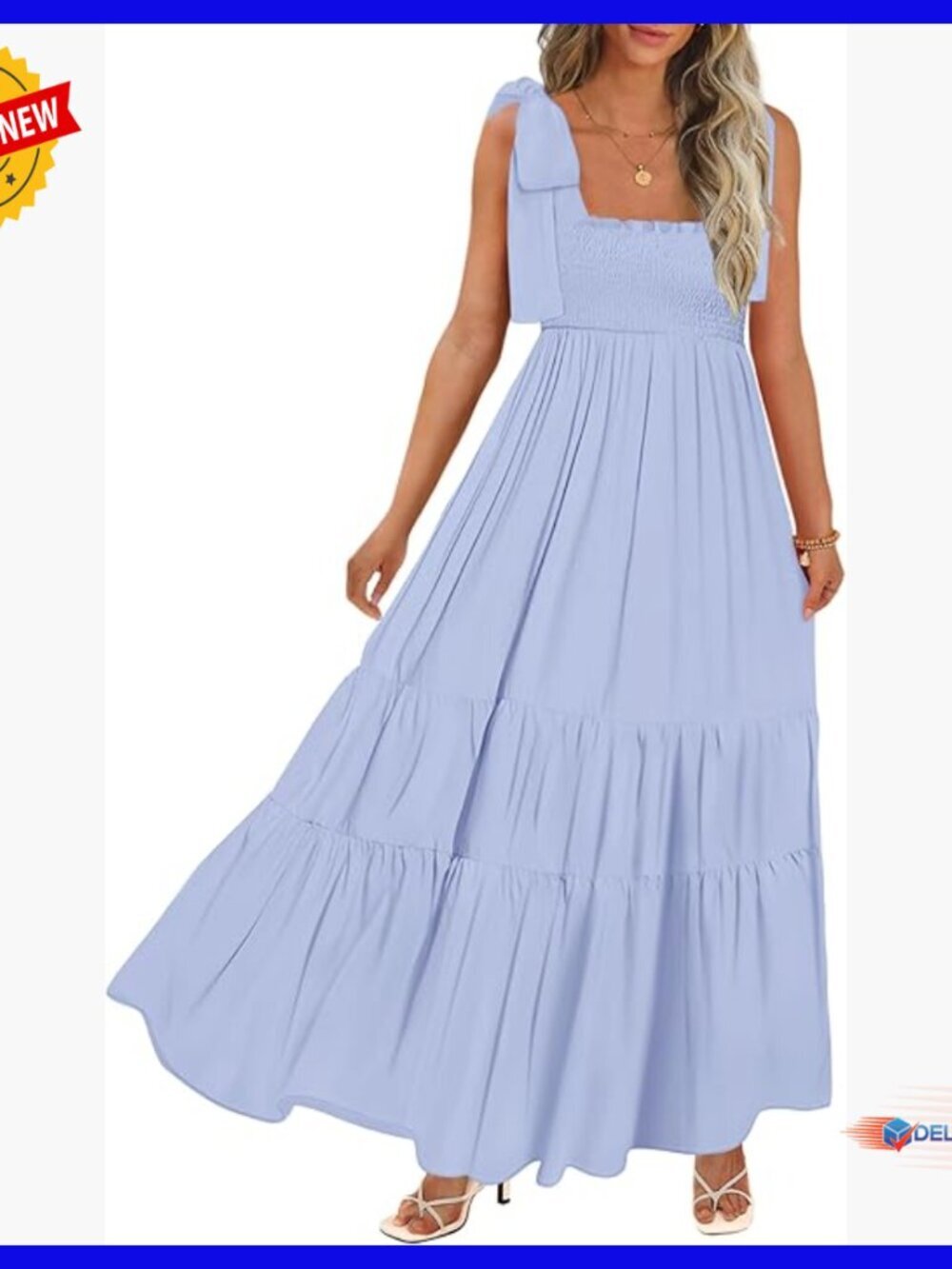 Maxi Dress Boho Spaghetti Straps A-Line Smocked Beach Casual Long